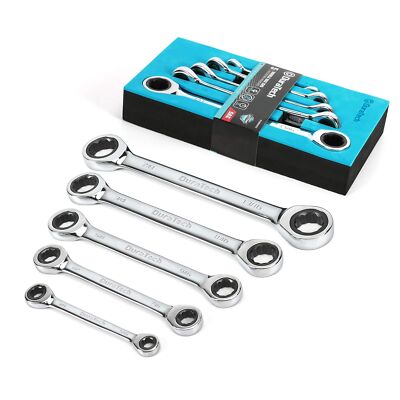 DURATECH Double Box End Ratcheting Wrench Set, SAE, 5-Piece, 5/16'' to 7/8'', C...
