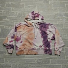 Nike Hoodie Womens S Purple Tie Dye Cotton Blend Knit Crop Hooded Sweatshirt