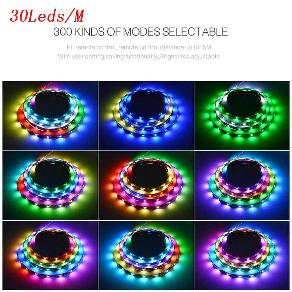 WS2812B 5V 5050 RGB LED Strip 1-5M 30 60 144 150 300 Leds Individual Addressable - Image 4 of 4