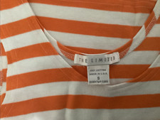 The Limited Orange White Womens Summer Sleeveles Halter Dress Sz Small USA Made