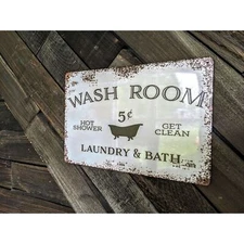Retro Style Wash Room Sign - Laundry And Bath Sign