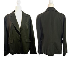 Talbots Women's Office Wool Blend Army Green Long Sleeve Two Button Blazer Sz 16
