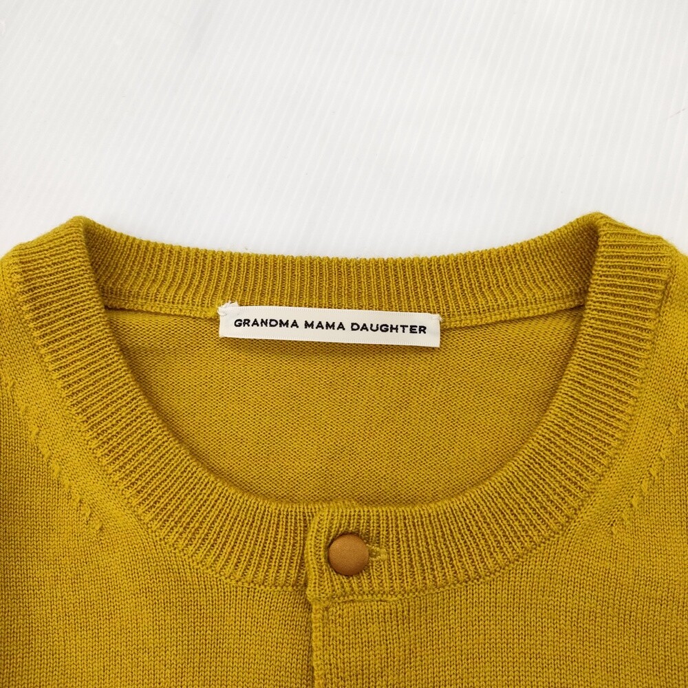 GRANDMA MAMA DAUGHTER イエローロングカーディガン GRANDMA MAMA DAUGHTER Crew neck wool knit size 0 cardigan