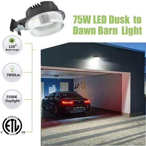 75W DUSK TO DAWN LED BARN STREET POLE LIGHT SHOE BOX OUTDOOR SECURITY WALL PACK - 第 7/11 張圖片