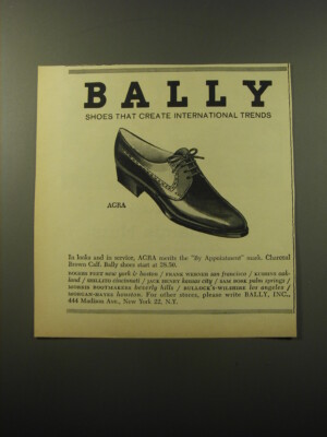 1960 Bally Agra Shoes Ad - Bally shoes that create international trends