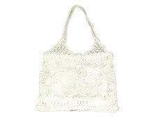 Vtg White Crochet Clutch Purse Bag W/ Double Straps 10"X12"