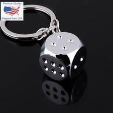 Dice Keychain Keyring Metal Zinc Alloy Car Bag Keychains Key Holder Men Gift