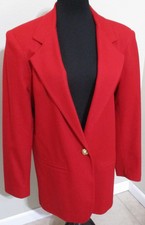 Savannah Cherry Red Pure Wool Fully Lined Blazer Jacket Size 10 Women's Perfect