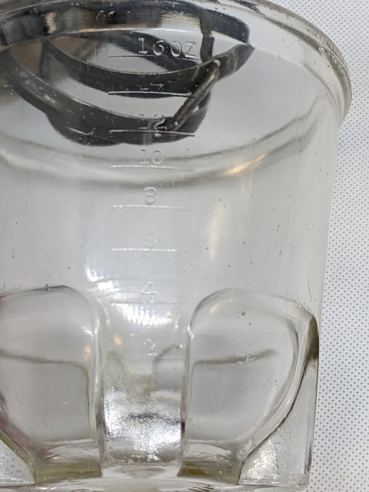 Vintage A&J Hand Mixer Glass 2 Cup Egg Beater Jar Grand Sheet Metal 16