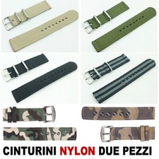 CINTURINO OROLOGIO NYLON 2PEZZI NERO BEIGE MILITARE MIMETICO 18mm 20mm 22mm 24mm