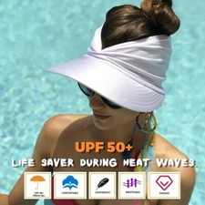 White Fashion Women Sun Protective Visor Hat UV Shielding Adjustable Beach Hats