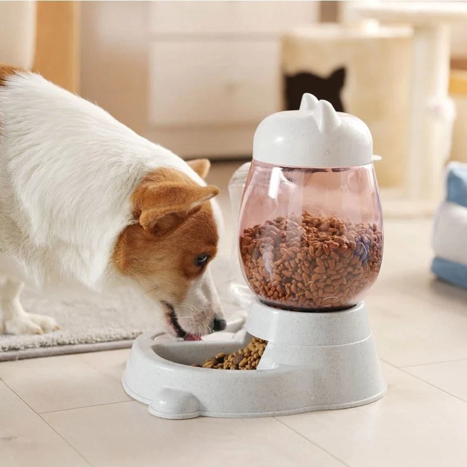 QLS Wasser- und Futterspender 2in1 für Katzen Hunde 2,2L Trockennahrung Grau - Bild 2 von 4