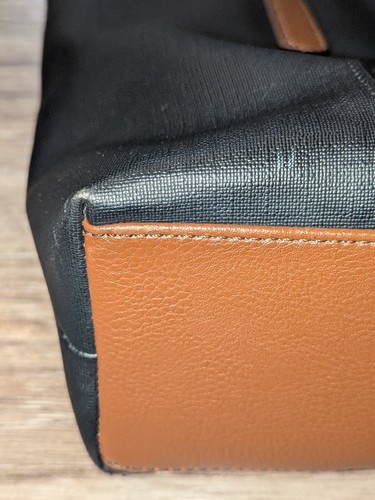 Fossil Felicity Shoulder Bag Black Brown Vegan Leather Large Purse Tote Keychain - Picture 8 of 24
