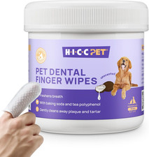 HICC Pet Teeth Cleaning Wipes for Dogs  Cats, Vet-Recommended Remove Bad Breath