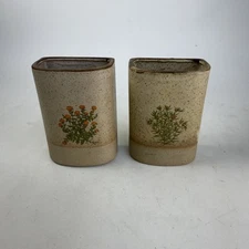 Pair Vintage Takahashi San Francisco, Flowers, Stoneware Wall Pocket Vase Japan