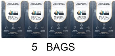 BAJA Gold Mineral Sea Salt 8 oz Resealable Bag Unrefined Trace Minerals - 5 BAGS