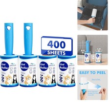 Extra Sticky Lint Roller, Mega Value Set 400 Sheets for Pet Hair Removal, Dog...