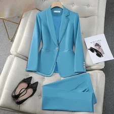 New Women's Long Sleeve Suit Trousers Smart Workwear Wardrobe Staple