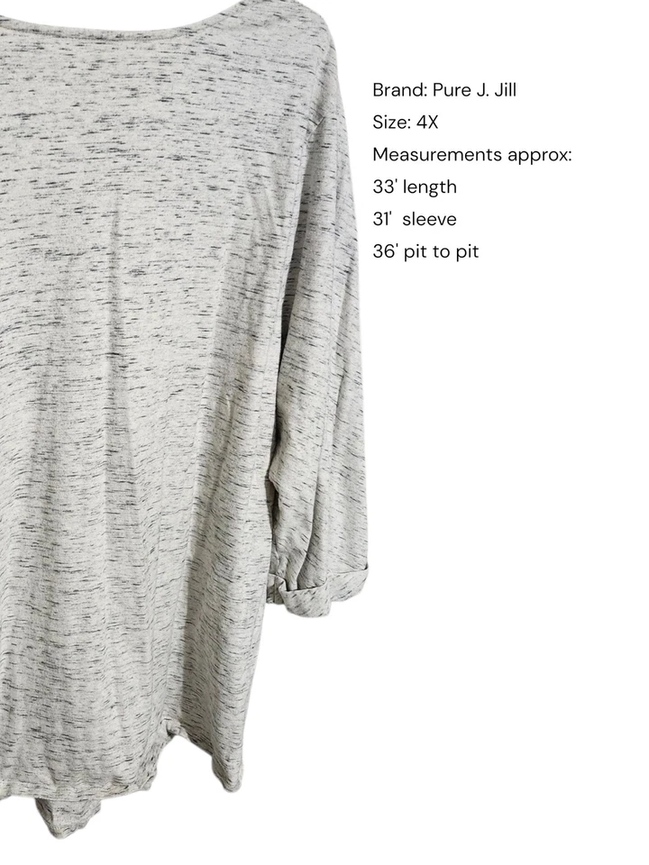 Top para mujer J.Jill PureJill 3X túnica gris negro blanco teñido espacial costura diagonal Foto 2 de 4