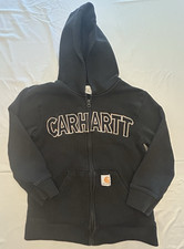Carhartt Boys Size Small 8-10 Black Full Zip Up Hoodie Kids Youth