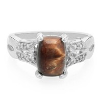Cavill Silberring Roter Tigerauge 2,09Ct WeißEr Topas 925 Sterling