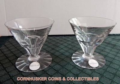 2 Vintage Pre 1970 Baccarat Crystal Champagne or Dessert Glasses New - Stickers