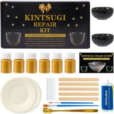 Kintsugi Repair Kit Gold, Japanese Gold Repair Kit with Practice Cup, Gold Gl...