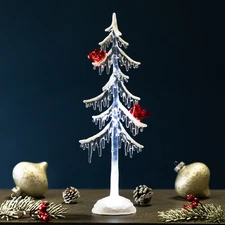 Northlight LED Lighted Acrylic Icicle Tree with Cardinals Christmas Decoration