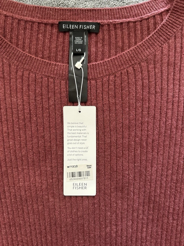 Suéter Motry Acanalado 100 % Cachemira Eileen Fisher Nuevo con Etiquetas Talla L Precio de venta sugerido por el fabricante 398 USD Foto 4 de 4