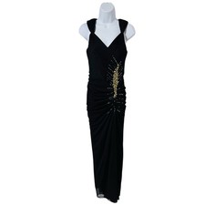 XSCAPE Dress By Joanna Chen Y2K Ruched Maxi Sequins Rhinestones Women’s Size 6