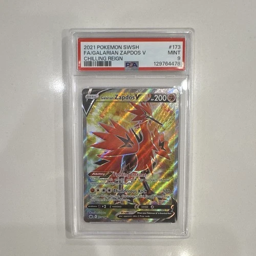 Pokemon PSA 9 Galarian Zapdos V 173/198 Chilling Reign EN Holo Ultra Rare 2021