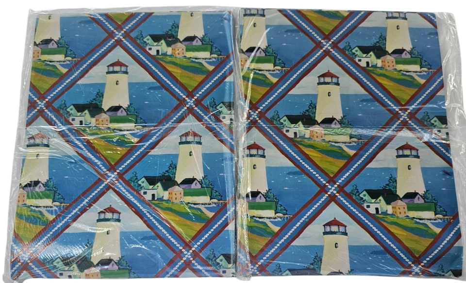 Lote de 2 papel de embrulho American Greeting Lighthouse Ocean Waves para presente - Imagem 3 de 4