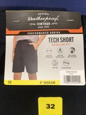 Weatherproof Vintage Tech Shorts Regular Fit Men's 32 9" Inseam Khaki NWT