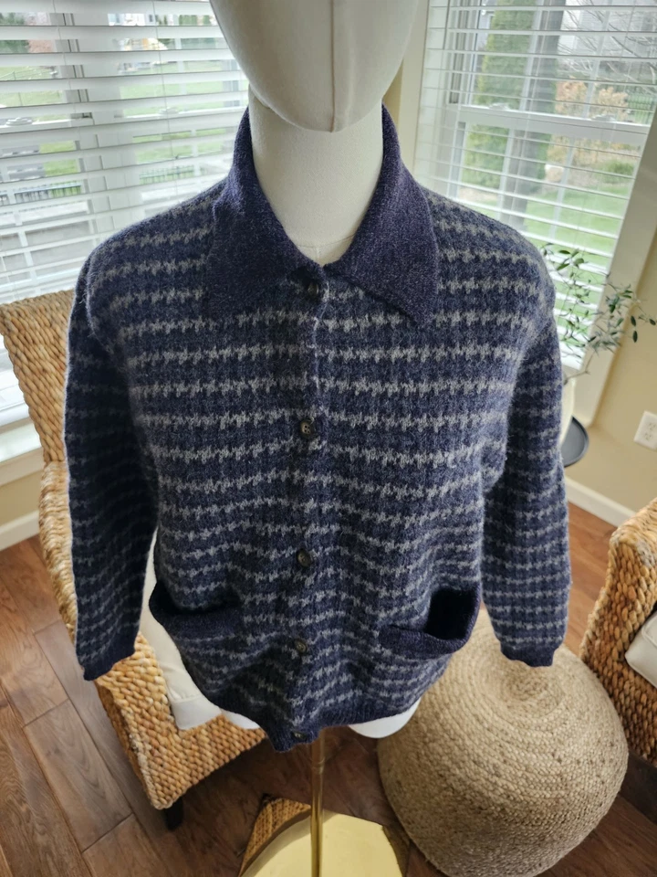 Cárdigan suéter vintage 100 % lana Eddie Bauer para mujer talla pequeña S espiga Foto 2 de 4