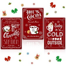 3 Pcs Christmas Signs Hot Cocoa Coffee Bar Christmas Signs Hot Chocolate Bar ...