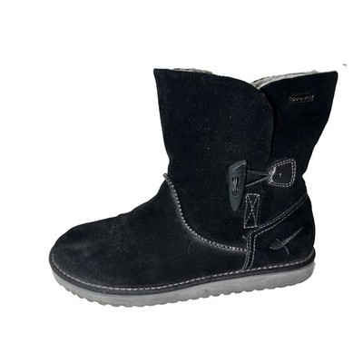Tamaris Black Suede Leather Lined Toggle Ankle Boots Womens 40 EU 9.5-10 US