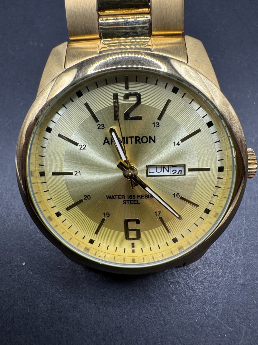 Armitron Gold Tone Stainless Steel Day & Date Watch 20  display picture 3
