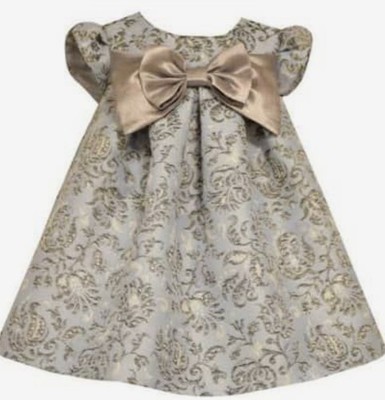 Bonnie Baby Brocade Blue and Gold Dress