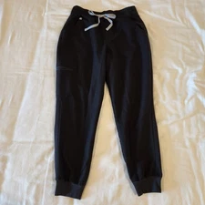 FIGS Zamora Cargo Jogger Scrub Pants Womens M Petite Black Stretch Waist Bottoms