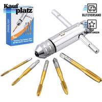 Gewindebohrer Set 5 StüCk M3-M8 Hss Titan-Beschichtet T-Griff Ratsche