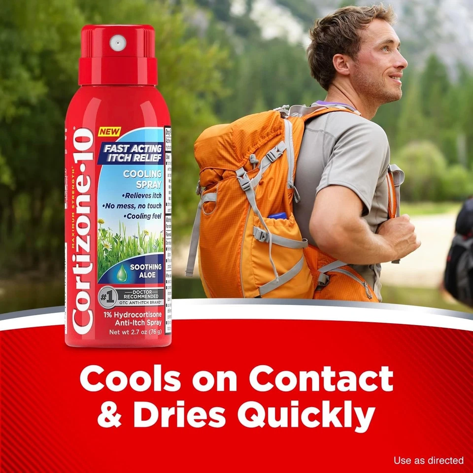 Spray de enfriamiento alivio de picazón de máxima fuerza, hidrocortisona 1% y aloe calmante, F Foto 3 de 4