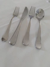 Gourmet Settings gs Windermere  Curved Tip Glossy Stainless 4 Pcs Spoon Forks