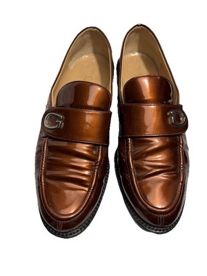 Vintage Gucci Classic ''G'' Womens Loafers  Cooper BronzePatent Leather ltaly 8.5