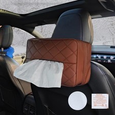 PU Leather Car Tissue Holder, Extra Large Rectangle Backseat Tissue Box, 120-230