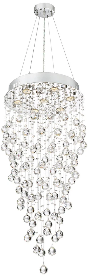 Candelabro suspenso prata Aida 18" de largura globos de vidro moderno luminária 7 - Imagem 2 de 4