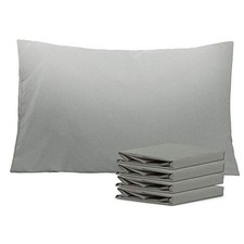 Queen Pillowcase Set - 4 Pack Brushed Microfiber Queen 20" x 30" Smoke Grey