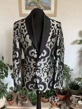 Giacca blazer Zara uomo vortice testurizzato smoking uomo argento nero smoking - taglia 36