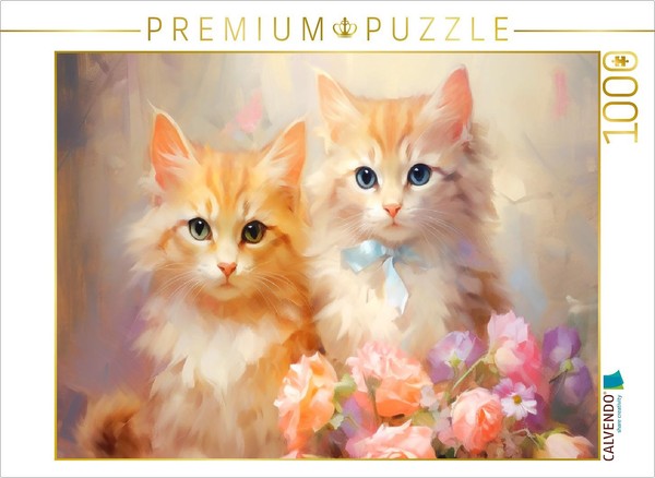 Calvendo Puzzle Niedliche KäTzchen Mit Schleife | 1000 Teile Lege-GrößE 64 × 48-image