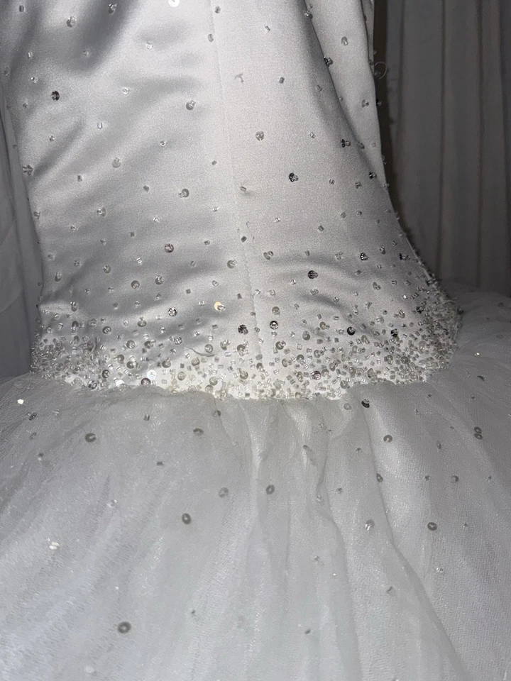 Mori Lee Wedding dress White Strapless Corset Beaded Princess Ball Gown - Image 3 of 4