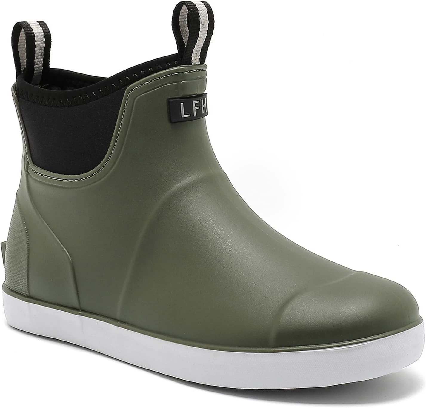 Mens Deck Boots, Saltwater Fishing Booties Rubber Waterproof Ankle 11, Green